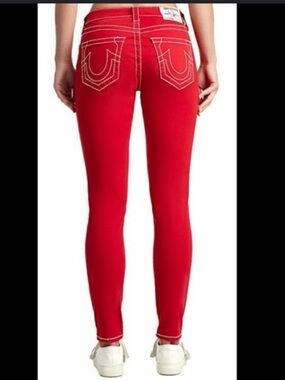 True ReligionJennie Big T bat Raven size 32  Women’s Red High-Rise Skinny Jeans